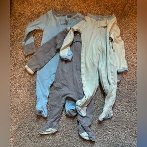 Baby Blue and Gray Footed Pajamas Set